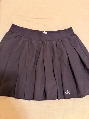 ALO Yoga Black Pleated Skater Skirt